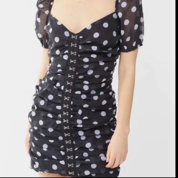 Urban Outfitters Dresses & Skirts - NWOT Urban Outfitters SKYE Black & White Polka Dot Mini Dress.  Size medium/L